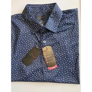 NWT Greg Norman Play Dry M NAVY Signature Series Black Trim Golf Polo Shirt